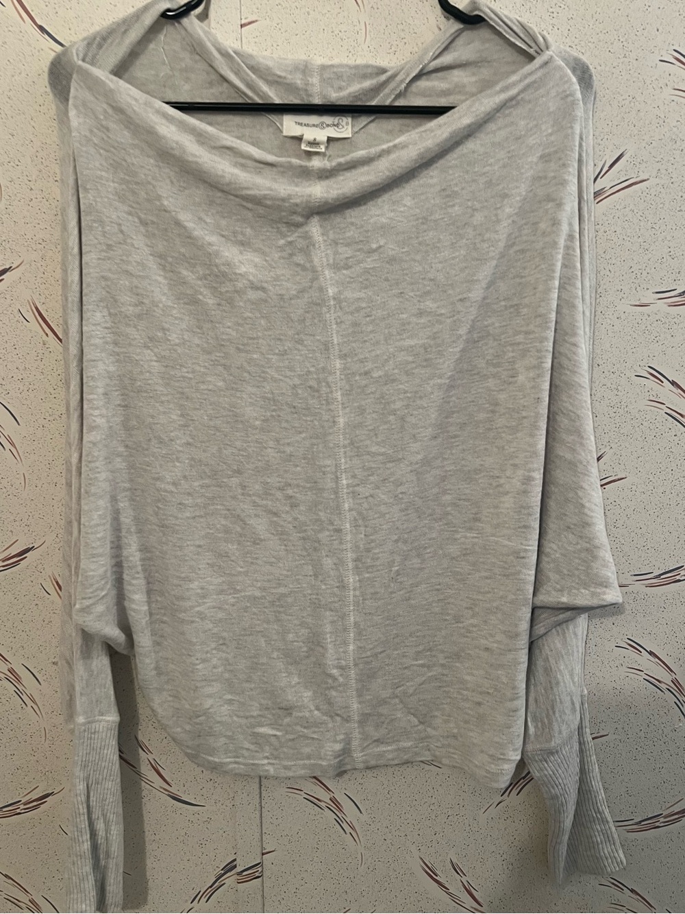 Treasure & Bond Women’s Small Gray Dolman Batwing Sleeve Top